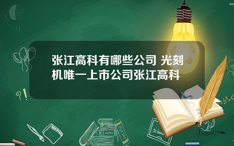 张江高科有哪些公司 光刻机唯一上市公司张江高科